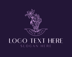 Hand Drawn - Flower Skeleton Hand logo design