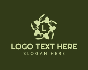 Public Relations - Hand Heart Charity Letter logo design