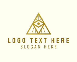 Golden - Gold Eye Pyramid logo design