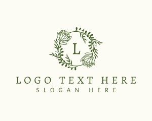 Floral Leaf Wreath Logo