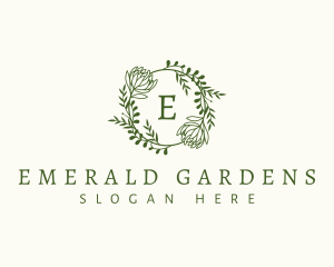 Floral Leaf Wreath logo design