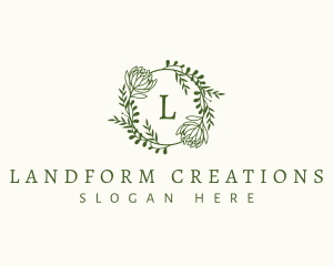 Floral Leaf Wreath logo design