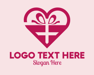 Present - Valentine's Day Heart Present logo design