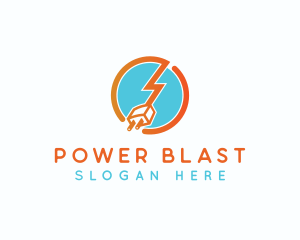 Plug Electricity Lightning logo design