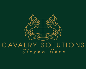 Cavalry - Horse Shield Crest logo design