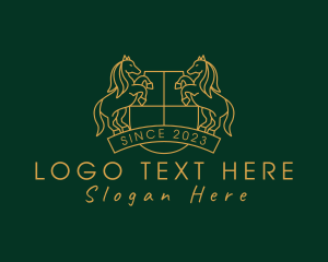 Equestrian - Horse Shield Crest logo design