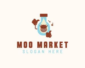 Moo - Cow Milk Bottle logo design