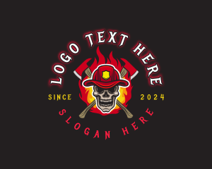 Rescue - Firefighter Axe Skull logo design