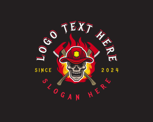 Firefighter - Firefighter Axe Skull logo design