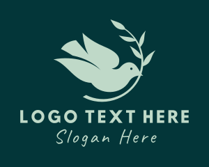 Religious - Holy Spirit Bird Leaf logo design