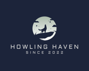 Howling - Moonlight Howling Wolf logo design