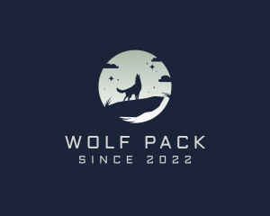 Wolf - Moonlight Howling Wolf logo design