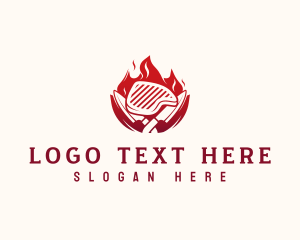 Rotisserie - Meat Flame Grill logo design