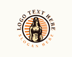 Trainer - Sexy Strong Woman logo design