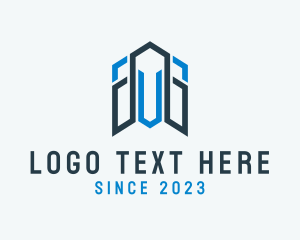 Commercial Building - Minimalist Letter V Building logo design