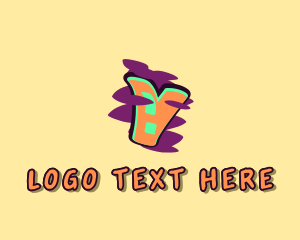 Teen - Graffiti Art Letter V logo design