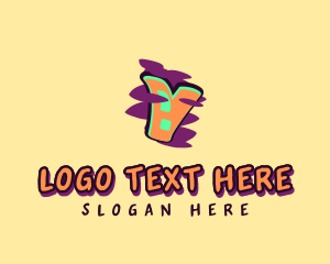 Teen - Graffiti Art Letter V logo design