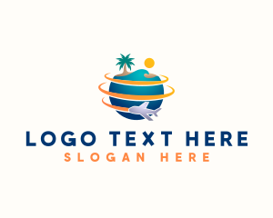 World - Beach Travel Airplane logo design