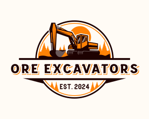 Excavator Forest Construction logo design