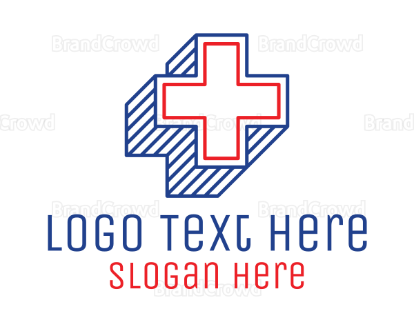 3D Lines Medical Cross Logo