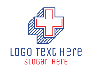 Geometric - 3D Lines Medical Cross logo design