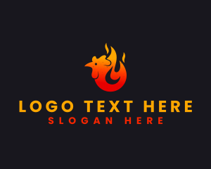 Rooster - Fire Chicken Flame logo design