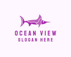 Purple Swordfish Aquarium logo design