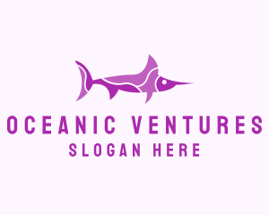 Purple Swordfish Aquarium logo design