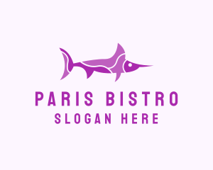 Purple Swordfish Aquarium logo design