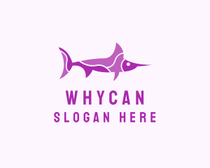 Swimming - Purple Swordfish Aquarium logo design