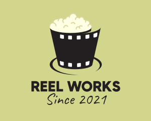 Reel - Popcorn Cinema Reel logo design