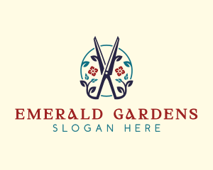 Salon Gardening Scissors logo design