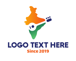 India - Indian Sitar Player logo design