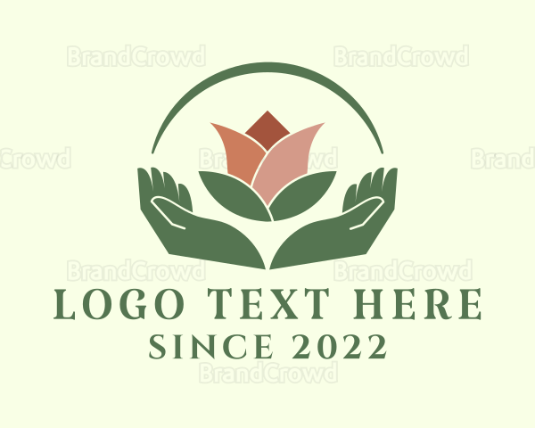 Lotus Plant Hand Gardening Logo