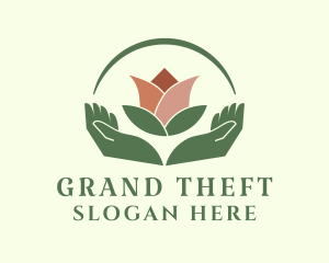 Lotus Plant Hand Gardening Logo