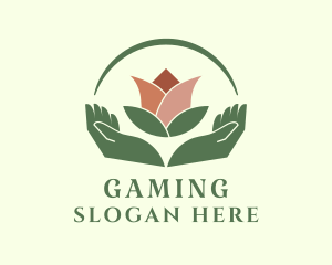 Lotus Plant Hand Gardening Logo