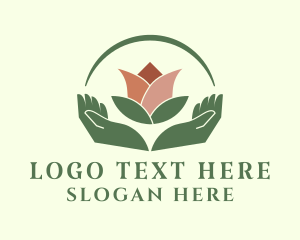 Lotus Plant Hand Gardening Logo