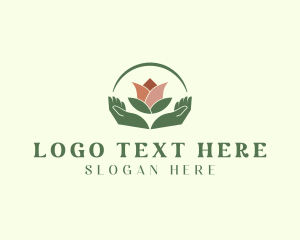 Fragrance - Lotus Plant Hand Gardening logo design