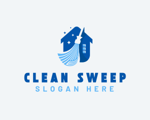 Broom Housekeeping Cleaning logo design