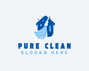 Broom Housekeeping Cleaning logo design