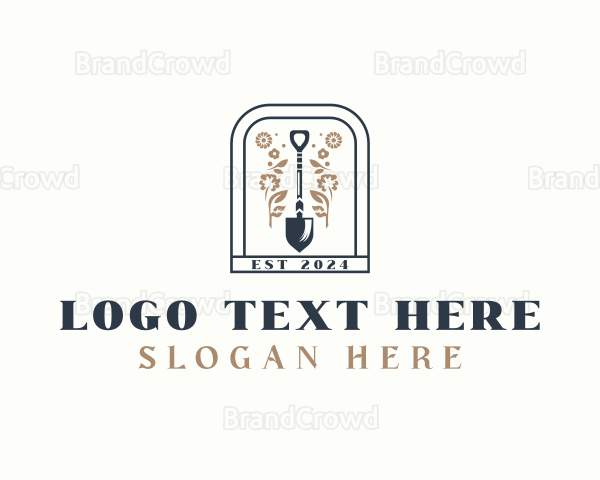 Shovel Floral Garden Logo