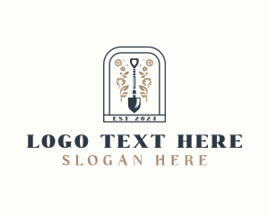 Emblem - Shovel Floral Garden logo design