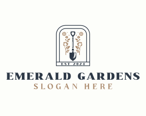 Shovel Floral Garden logo design