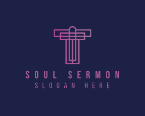 Preacher - Gradient Religion Cross logo design