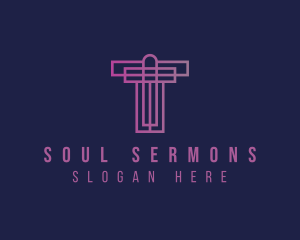 Preaching - Gradient Religion Cross logo design