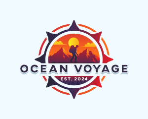 Hiking Voyage Compass Mountain  logo design