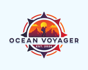 Hiking Voyage Compass Mountain  logo design