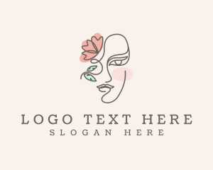 Line Art - Floral Elegant Face logo design