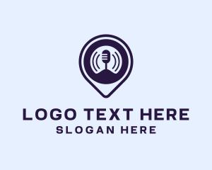 Broadcasting - Location Music Podcast Mic logo design