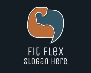 Arm Flex Chat Bubble logo design